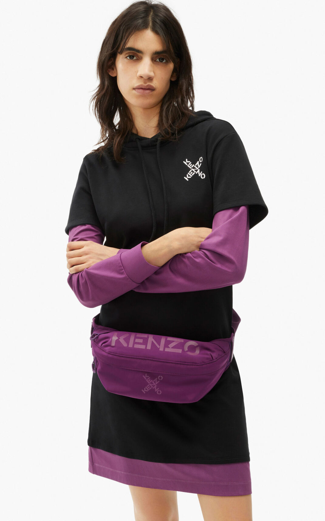 Kenzo Sport Belt Bag Purple For Mens 1247NICSL